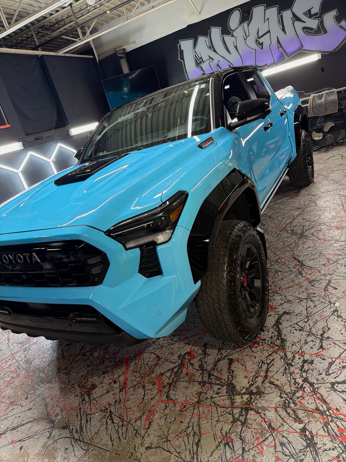 Blue Toyota Tacoma detailed at Lavigne Autospa